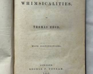 Inside page of Whimsicalities by Thomas Edward Hood, hardcover, 1852