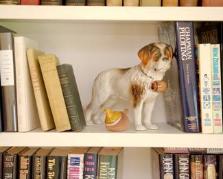 Vintage large porcelain St. Bernard rescue dog figurine; lots of great books