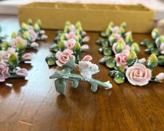 Detail of the Two Dozen Antique German Porcelain Place Card Holders