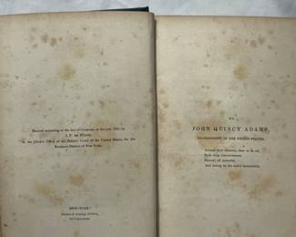 Inside pages of Journal and Correspondence of Miss Adams, Daughter of John Adams, hardcover, published 1841 by Wiley and Putnam