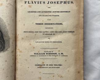 Inside pages of The Works of Flavius Josephus, translated by William Whiston, hardcover, 1830