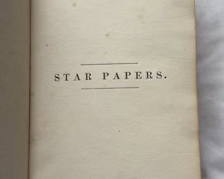 Inside page of first edition of Star Papers; or Experiences of Art and Nature by Henry Ward Beecher, hardcover, 1855