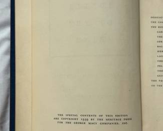 Inside page of Idylls of the King by Alfred Lord Tennyson, hardcover, 1939