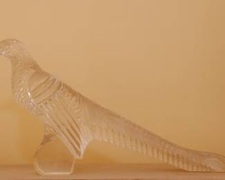 One of a pair of rare Steuben Glass pheasants, circa early 1930s; shape #6504, designed by Frederick Carder and Bolislav Manikowski