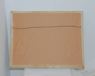 Reverse view of signed framed watercolor painting of children, signed Joyce Ann '68 (four of four)