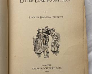 Inside page of Little Lord Fauntleroy by Frances Hodgson Burnett, hardcover, 1887