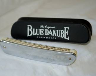 The Original Blue Danube harmonica with case