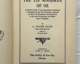 Inside page of The Tin Woodman of Oz by L. Frank Baum, hardcover, published 1918 by The Reilly & Lee Co., Chicago