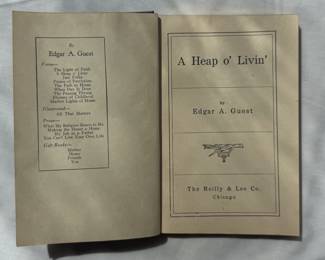 Inside pages of A Heap o' Livin' by Edgar A Guest, hardcover, circa 1918