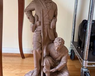 John Rogers sculpture "Wounded to the rear. One more shot." statue of two Civil War soldiers