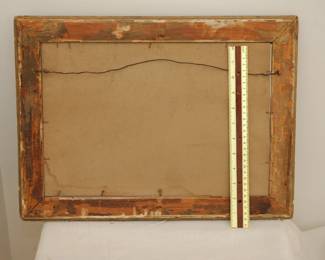 Reverse view of framed vintage color print of "Wooding Up On The Mississippi" by Currier & Ives