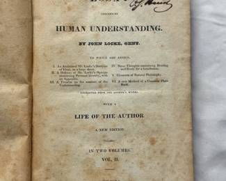 Inside page of An Essay Concerning Human Understanding, Volume II, by John Locke, hardcover, 1825