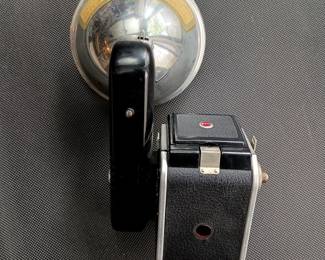 Another view of Kodak Duaflex III camera and Kodak flash attachment