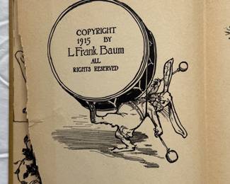 Inside page of The Scarecrow of Oz by L. Frank Baum, hardcover, published 1915 by The Reilly & Lee Co., Chicago