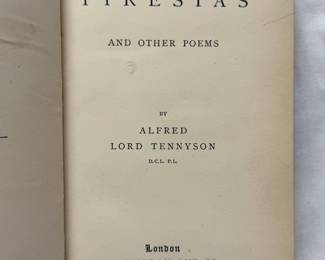 Inside page of Tiresias and other Poems by Alfred Lord Tennyson, hardcover, 1885