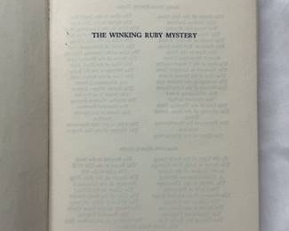 Inside page of The Winking Ruby Mystery by Carolyn Keene, hardcover, 1957
