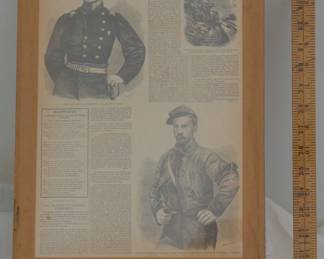 Framed magazine page about Civil War era Ellsworth's Zouaves