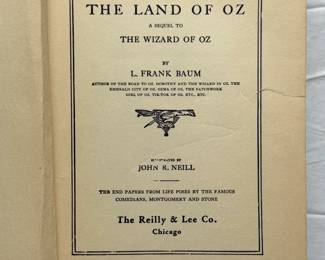 Inside page of The Land of Oz by L. Frank Baum, hardcover, published 1904 by The Reilly & Lee Co., Chicago