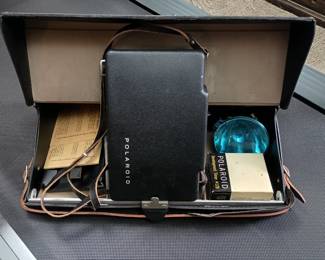 Another view of Polaroid Land Camera Automatic 100 camera and carrying case, user manual, accessories