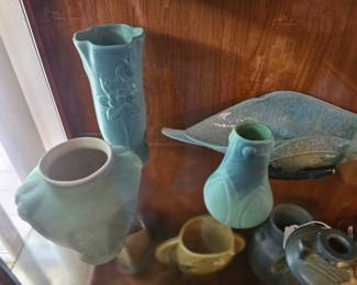 few examples of art pottery - Roseville Van Briggle Weller and others