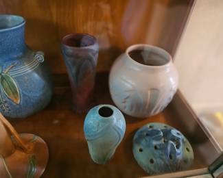 few examples of art pottery - Roseville Van Briggle Weller and others