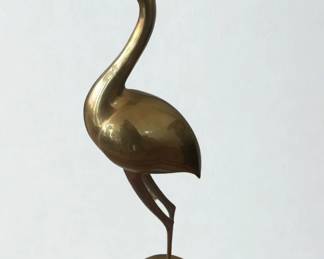 Lot 72: Brass Flamingo Statute. Height: Roughly 36 inches.