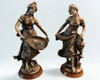 Lot 75: A Pair of Lady Figurines Height: 16.5 x Width: 7 x Depth: 6 inches