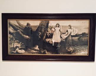 Lot 70: A Framed Artwork of Outdoor Enjoyment by Tree. Width 45 x Height 23 inches