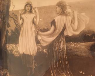 Lot 70: A Framed Artwork of Outdoor Enjoyment by Tree. Width 45 x Height 23 inches