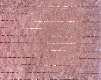 LOT 55: A stunning pink and metallic two-sided fabric. Each side has metallic but different pink pattern. 199 x 97 inches.