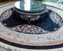 Lot 25: Black Asian Round Rug Purchased in Hong Kong.