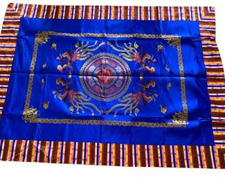 Lot 51: LOT 1: A stunning Korean silk royal blue finished article for use on bed, sofa, table, framed as artwork, decorative.
DIMENSIONS: 99 X 71 inches