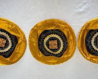 Lot 49: A set of 3 Asian Round Bright Gold Pillow Shams. 15 inch diameter.
