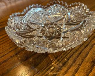 Pressed Glass Relish or Candy Dish – Starburst Pattern