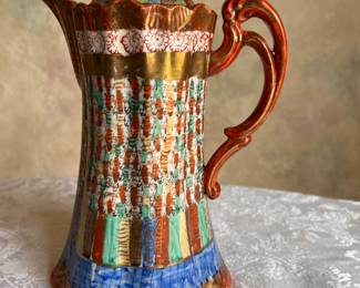 Antique Japanese Kutani Satsuma-Style Moriage Teapot – Hand-Painted Immortal Faces – Gold Trim