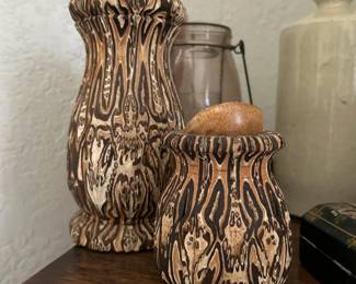Hand-Turned Cocobolo or Exotic Zebrawood Lidded Vessels
