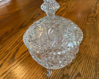Vintage Pressed Glass Candy Dish with Lid – Footed