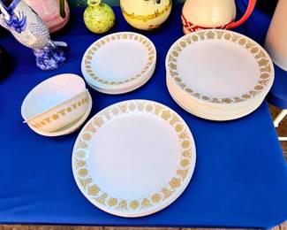 Vintage Corelle Butterfly Gold dinnerware.