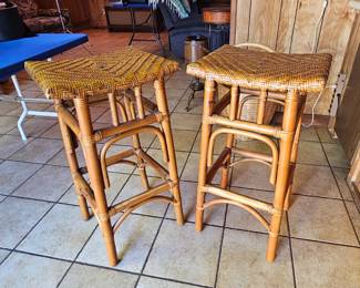 Rattan counter stools.