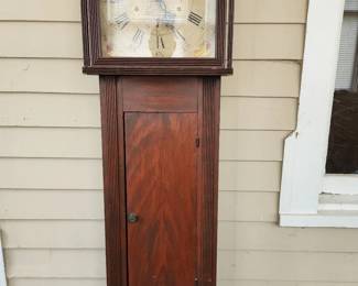 Museum quality 1822 Connecticut Dwarf Clock mfg'd by Chauncey Jerome and Chauncey Boardman. Only 10 examples known. $2500.