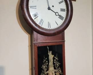 Seth Thomas regulator clock. Runs. Very accurate. Rare statue of liberty tablet. $1600.