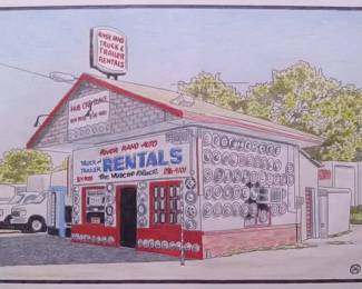 Onsite artist taking orders for custom 8 x10 drawings of your house or favorite landmarks. No frame. $100.