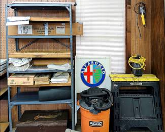 Racks, boxes and supplies.