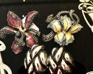 Judith Jack sterling enamel brooches
