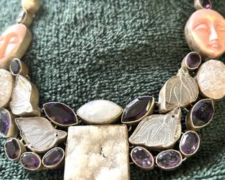 Hand made sterling amethyst quartz necklace