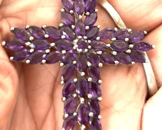 Big amethyst cross sterling
