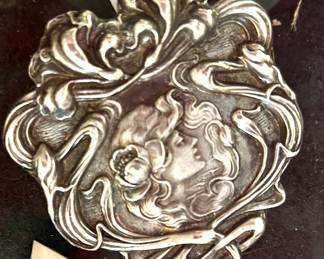Big sterling art nouveau brooch
