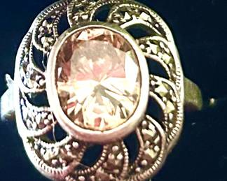 Topaz sterling marcasite ring