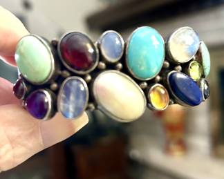 Sterling semi precious handmade artisan bracelet