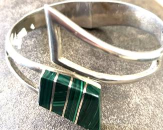 Signed sterling malachite bracelet